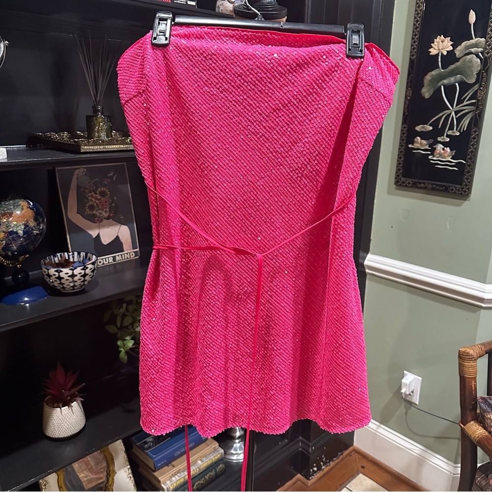 ASOS Sequin Tube Top Dress – Size 12 – Pink Sparkle – Like New